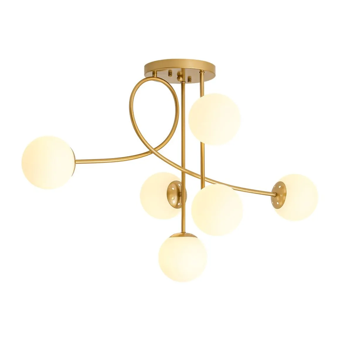 6‑Light Arch Opal Glass Globe Bubble Semi Flush Chandelier