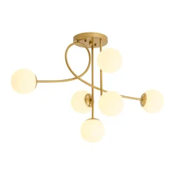 6‑Light Arch Opal Glass Globe Bubble Semi Flush Chandelier