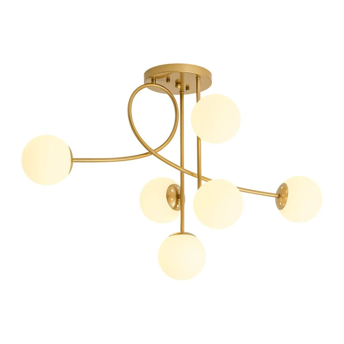 6‑Light Arch Opal Glass Globe Bubble Semi Flush Chandelier