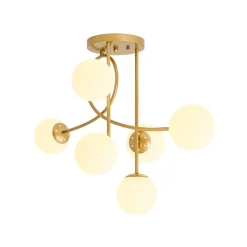 6‑Light Arch Opal Glass Globe Bubble Semi Flush Chandelier