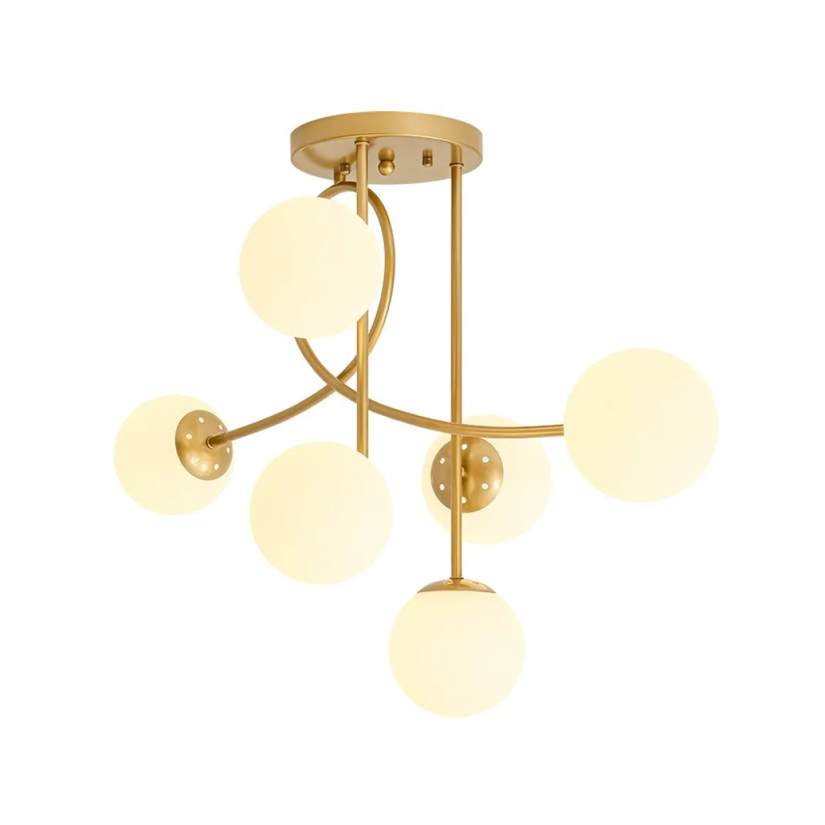 6‑Light Arch Opal Glass Globe Bubble Semi Flush Chandelier