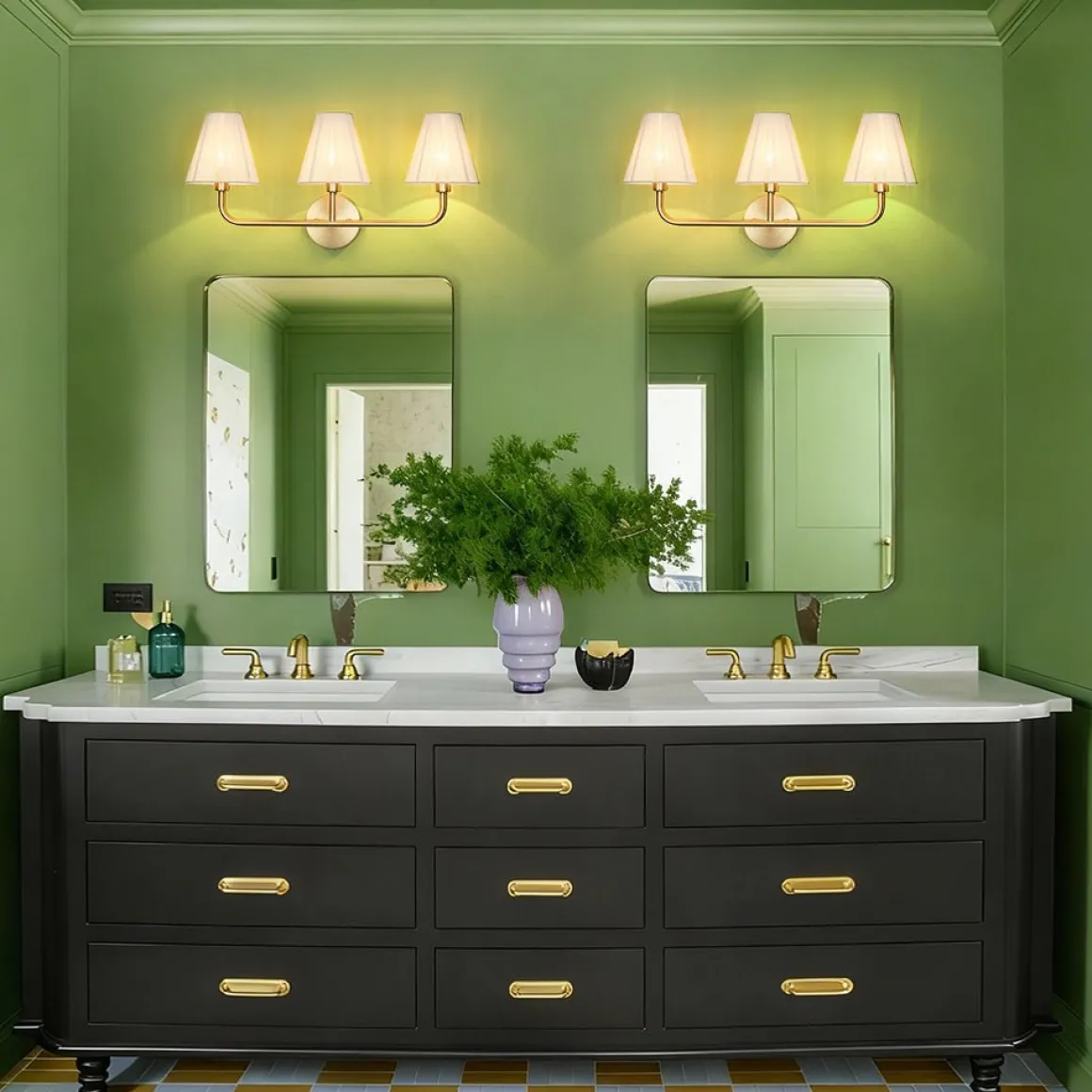 3-Light Beige Woven Thread Conical Vanity Wall Sconce