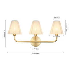 3-Light Beige Woven Thread Conical Vanity Wall Sconce