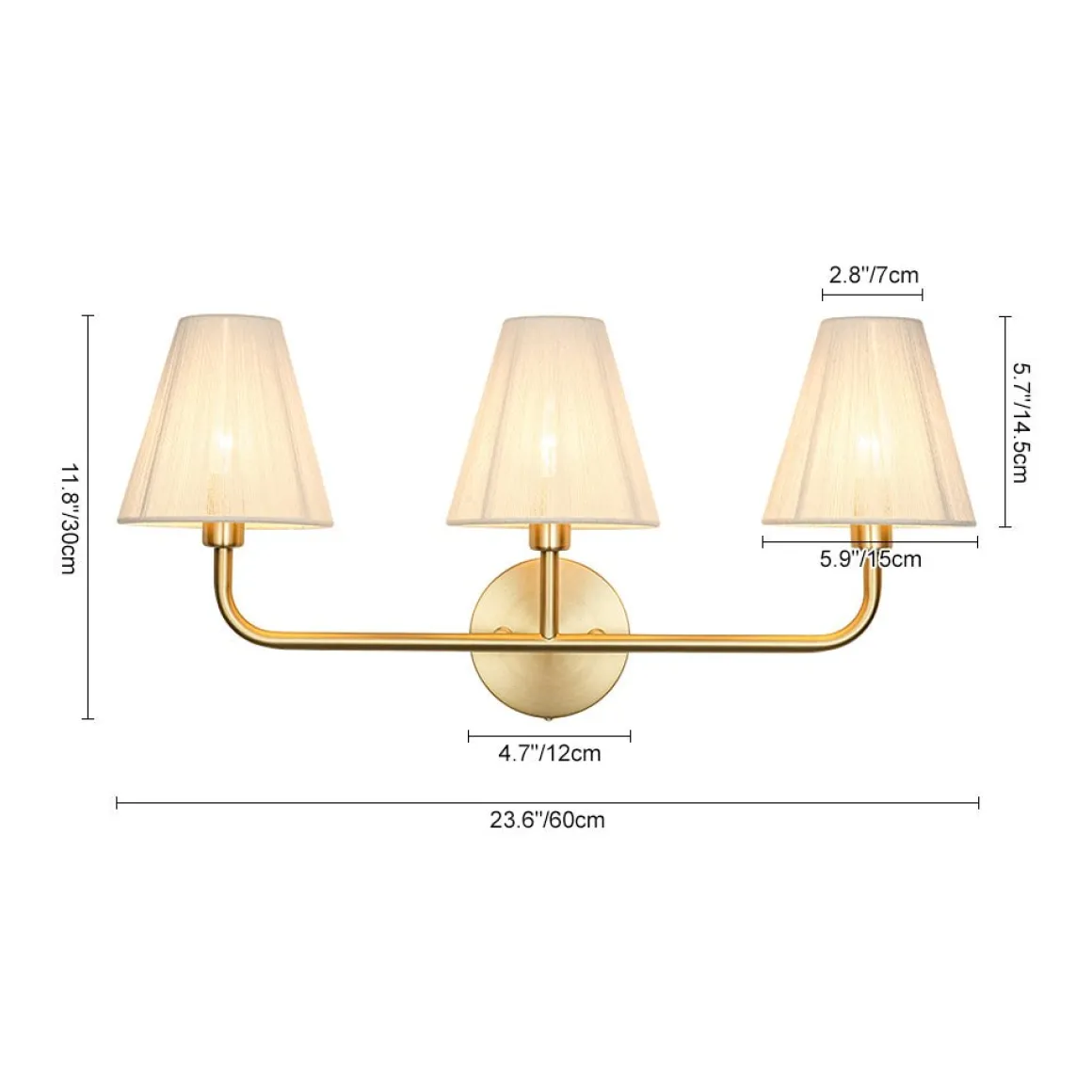 3-Light Beige Woven Thread Conical Vanity Wall Sconce