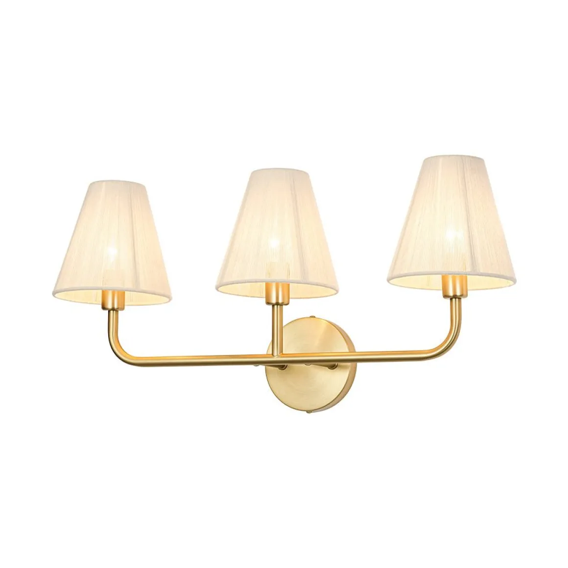 3-Light Beige Woven Thread Conical Vanity Wall Sconce