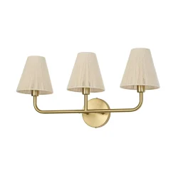 3-Light Beige Woven Thread Conical Vanity Wall Sconce