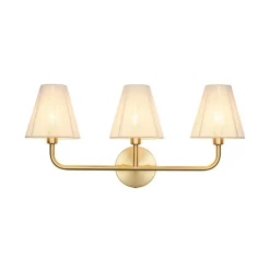 3-Light Beige Woven Thread Conical Vanity Wall Sconce