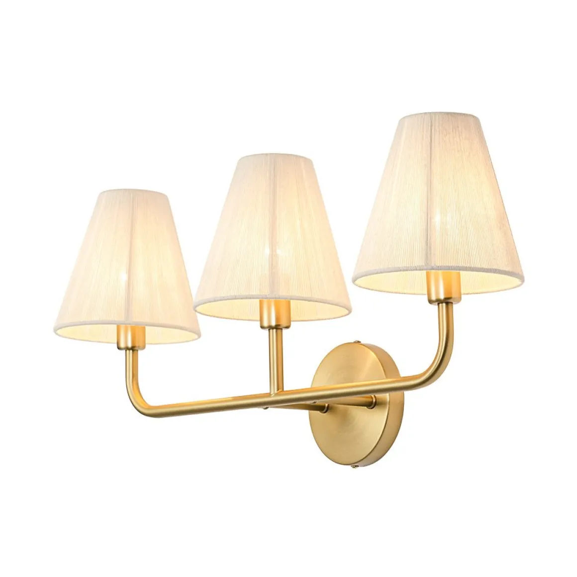3-Light Beige Woven Thread Conical Vanity Wall Sconce