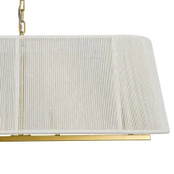 5-Light Beige Woven Thread Linear Cage Island Chandelier