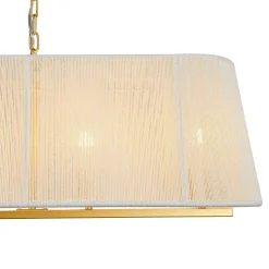 5-Light Beige Woven Thread Linear Cage Island Chandelier