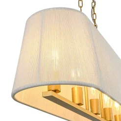 5-Light Beige Woven Thread Linear Cage Island Chandelier