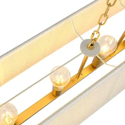 5-Light Beige Woven Thread Linear Cage Island Chandelier