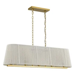 5-Light Beige Woven Thread Linear Cage Island Chandelier