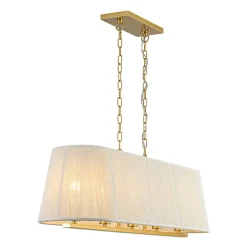 5-Light Beige Woven Thread Linear Cage Island Chandelier