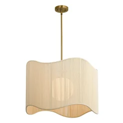 1-Light Beige Woven Thread Wavy Drum Cage Chandelier