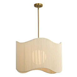 1-Light Beige Woven Thread Wavy Drum Cage Chandelier
