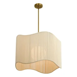 1-Light Beige Woven Thread Wavy Drum Cage Chandelier