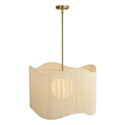 1-Light Beige Woven Thread Wavy Drum Cage Chandelier