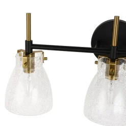 3-Light Black Brass Bell Glass Shade Vanity Wall Lamp