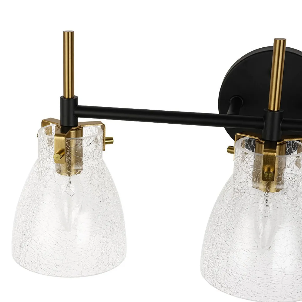 3-Light Black Brass Bell Glass Shade Vanity Wall Lamp