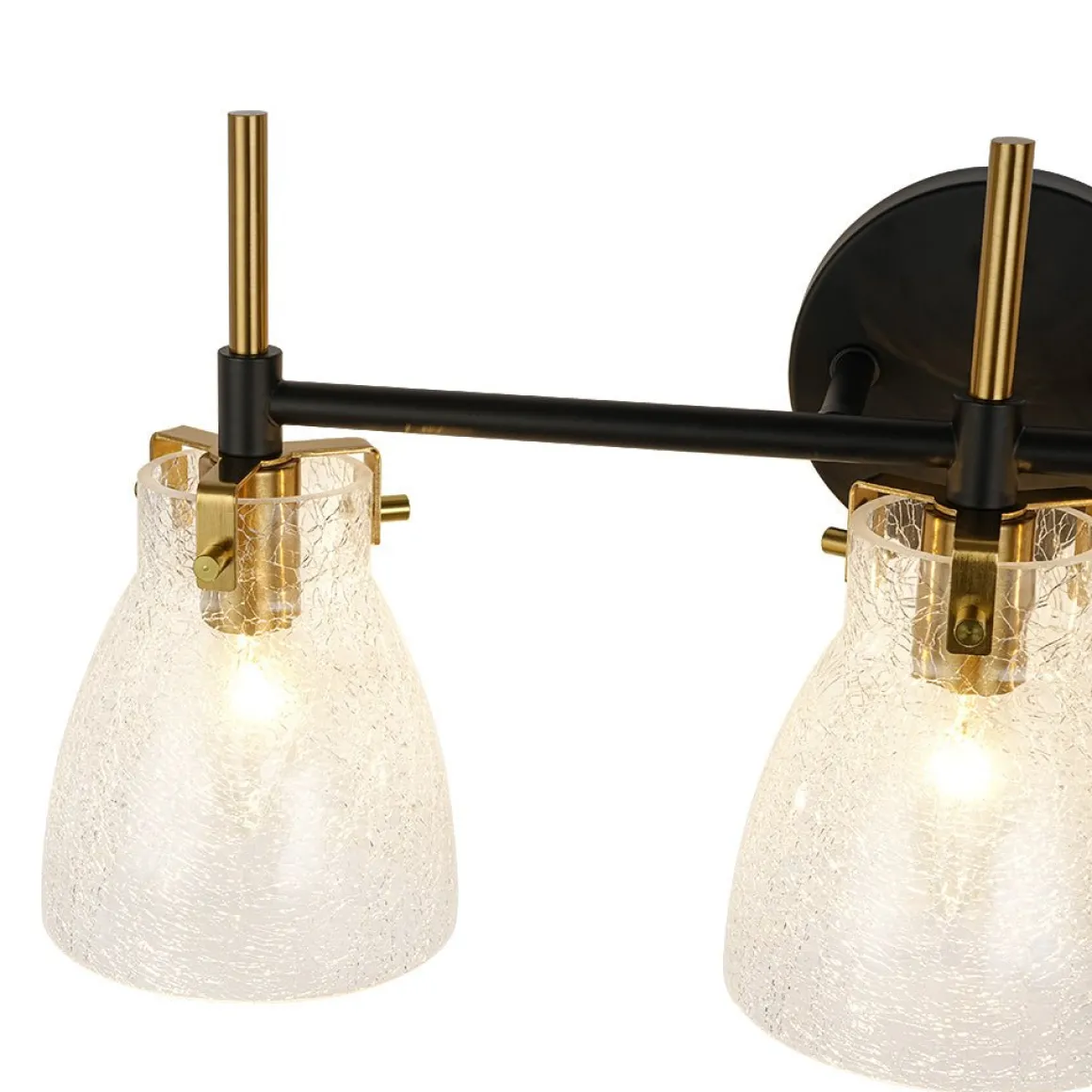 3-Light Black Brass Bell Glass Shade Vanity Wall Lamp