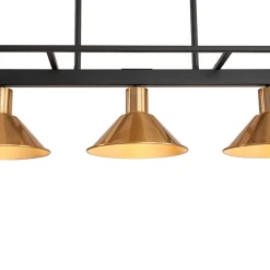 3-Light Black Brass Rectangle Cage Island Chandelier