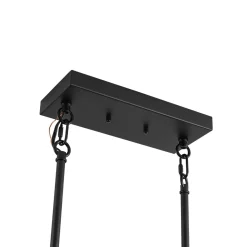 3-Light Black Brass Rectangle Cage Island Chandelier