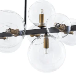 12-Light Black Brass Sputnik Glass Bubble Linear Island Pendant