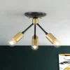 3-Light Black Brass Sputnik Semi Flush Mount
