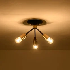 3-Light Black Brass Sputnik Semi Flush Mount