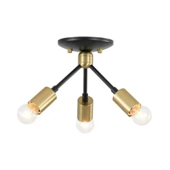 3-Light Black Brass Sputnik Semi Flush Mount