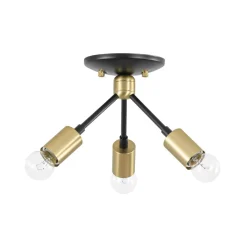 3-Light Black Brass Sputnik Semi Flush Mount