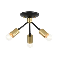 3-Light Black Brass Sputnik Semi Flush Mount