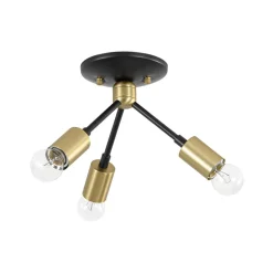 3-Light Black Brass Sputnik Semi Flush Mount