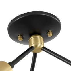 3-Light Black Brass Sputnik Semi Flush Mount