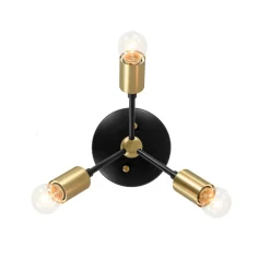 3-Light Black Brass Sputnik Semi Flush Mount