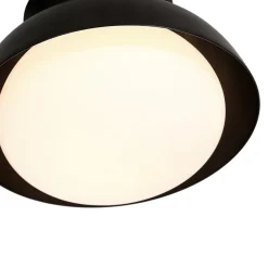 1-Light Black Dome Frosted Glass Shade Semi Flush Mount