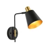 1-Light Black Gold 90-Degree Adjustable Cone Wall Lamp