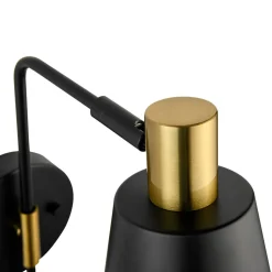 1-Light Black Gold 90-Degree Adjustable Cone Wall Lamp