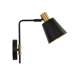 1-Light Black Gold 90-Degree Adjustable Cone Wall Lamp