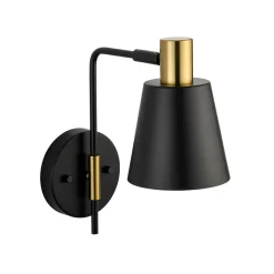 1-Light Black Gold 90-Degree Adjustable Cone Wall Lamp