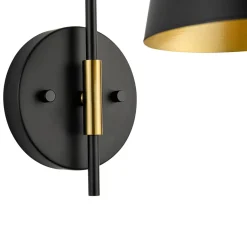 1-Light Black Gold 90-Degree Adjustable Cone Wall Lamp