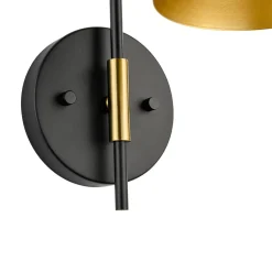 1-Light Black Gold 90-Degree Adjustable Cone Wall Lamp