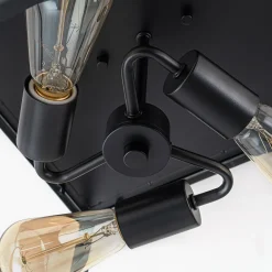 3-Light Black Square Box Clear Glass Cage Ceiling Light