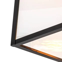 3-Light Black Square Box Clear Glass Cage Ceiling Light