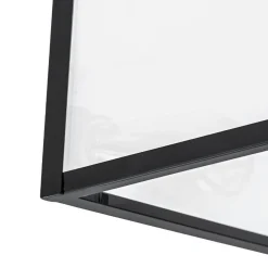 3-Light Black Square Box Clear Glass Cage Ceiling Light