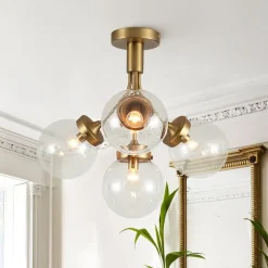 4-Light Bloom Clear Glass Globe Semi Flush Mount