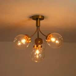 4-Light Bloom Clear Glass Globe Semi Flush Mount