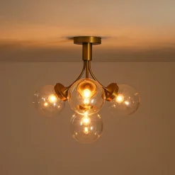 4-Light Bloom Clear Glass Globe Semi Flush Mount