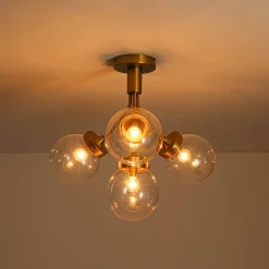 4-Light Bloom Clear Glass Globe Semi Flush Mount